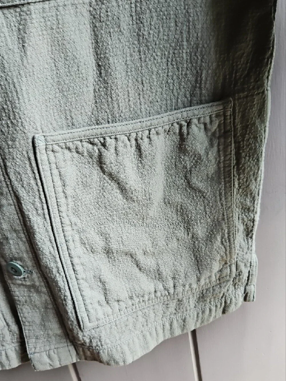 Wellen Huckberry, Double Cloth Chore Coat In Sage Green Utility Jacket Size M